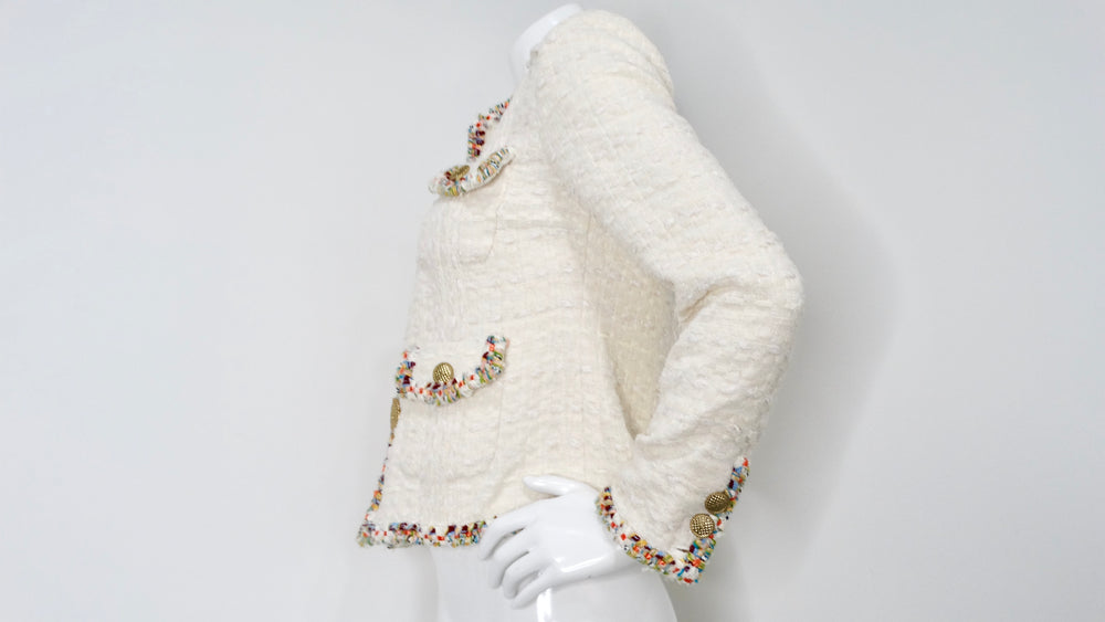 2017 Chanel Paris-Cuba Tweed Ivory Jacket With Multicolor Trim