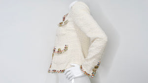 2017 Chanel Paris-Cuba Tweed Ivory Jacket With Multicolor Trim