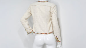 2017 Chanel Paris-Cuba Tweed Ivory Jacket With Multicolor Trim