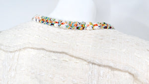 2017 Chanel Paris-Cuba Tweed Ivory Jacket With Multicolor Trim