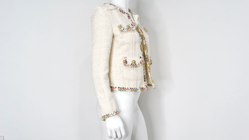 2017 Chanel Paris-Cuba Tweed Ivory Jacket With Multicolor Trim