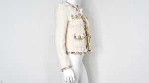 2017 Chanel Paris-Cuba Tweed Ivory Jacket With Multicolor Trim