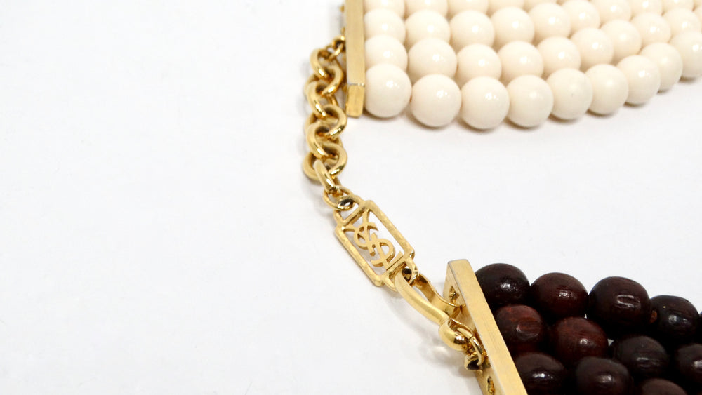 Yves Saint Laurent Vintage Resin & Wood Beaded Muti-Strand Necklace