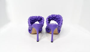 Bottega Veneta Purple Nappa Twisted Padded Intrecciato Curve Slide Sandals