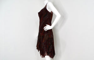Y2K Ralph Lauren Silk Chiffon Paisley Print Sleeveless Dress