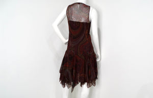 Y2K Ralph Lauren Silk Chiffon Paisley Print Sleeveless Dress
