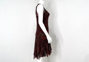 Y2K Ralph Lauren Silk Chiffon Paisley Print Sleeveless Dress