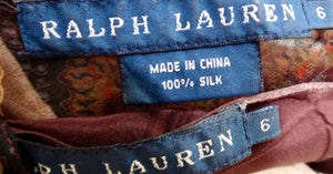 Y2K Ralph Lauren Silk Chiffon Paisley Print Sleeveless Dress