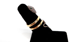 Snake 18k Gold Ring With Emeralds & Diamonds