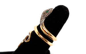 Snake 18k Gold Ring With Emeralds & Diamonds