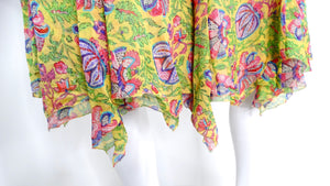 Y2K Ralph Lauren Silk Yellow Floral Print Skirt