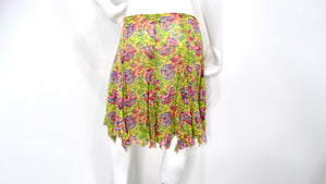Y2K Ralph Lauren Silk Yellow Floral Print Skirt