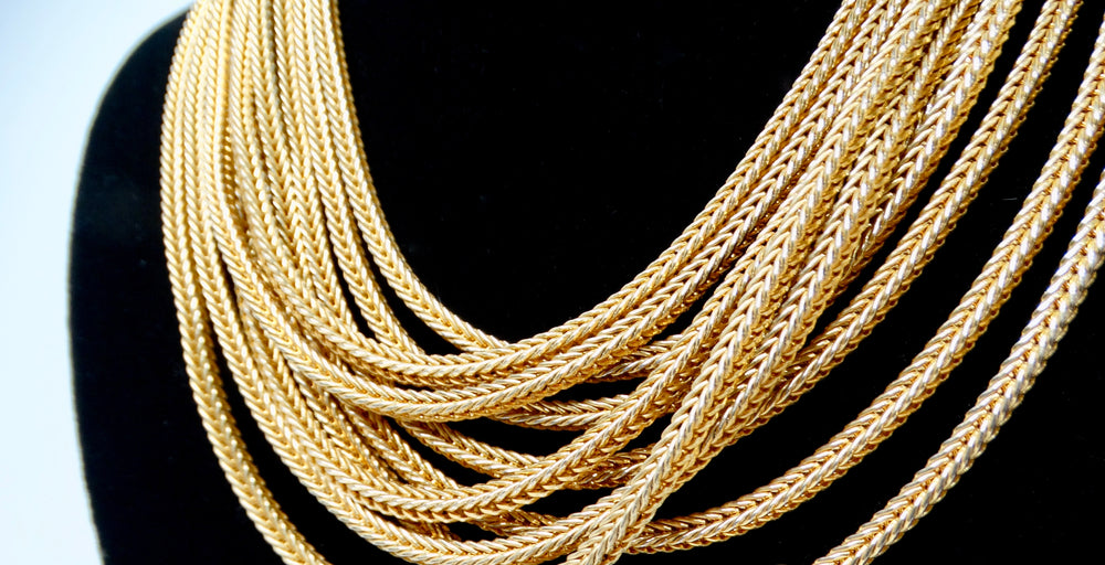 Gold-Tone Multi-Strand Layered Rope Chain Necklace