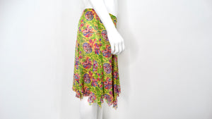 Y2K Ralph Lauren Silk Yellow Floral Print Skirt