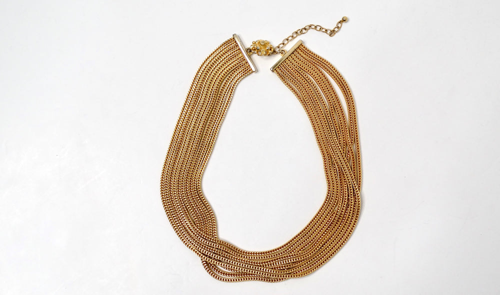 Gold-Tone Multi-Strand Layered Rope Chain Necklace