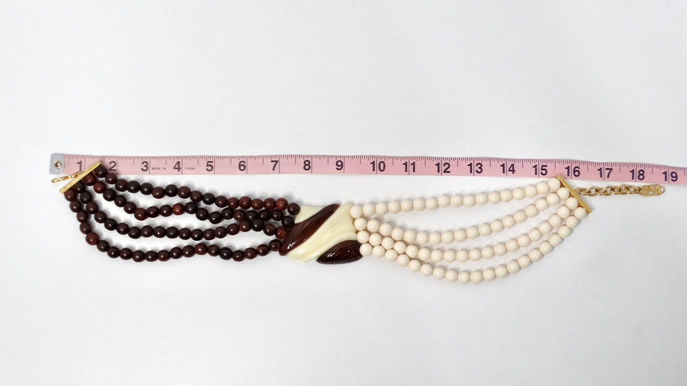 Yves Saint Laurent Vintage Resin & Wood Beaded Muti-Strand Necklace