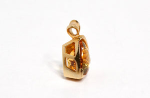 Honey Citrine Trillion 14k Gold Slide Pendant