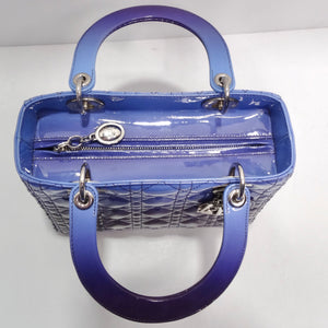 Christian Dior Patent Cannage Gradient Medium Lady Dior Purple Blue