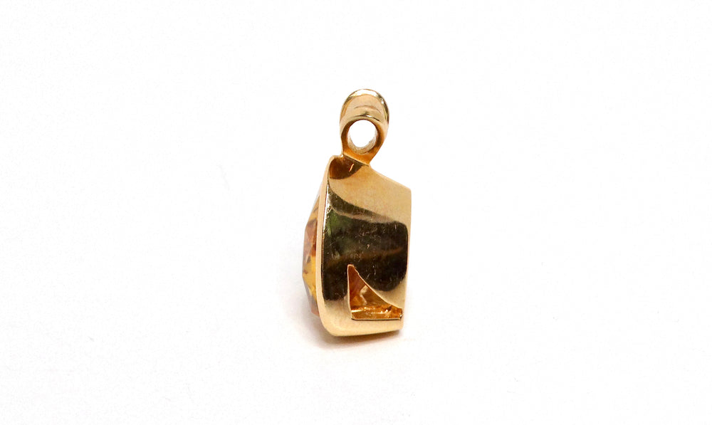 Honey Citrine Trillion 14k Gold Slide Pendant