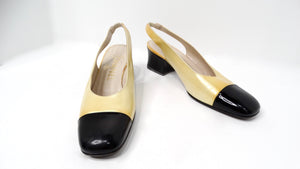 1997 Chanel Yellow Patent Leather Slingback Pumps