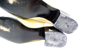 1997 Chanel Yellow Patent Leather Slingback Pumps