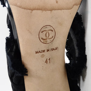 Chanel Black Grosgrain Canvas Bow Slingback Sandals – Vintage by Misty