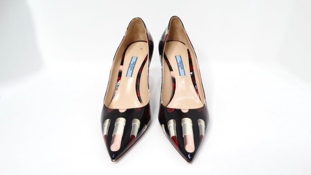 Prada Lipstick Print Patent Leather Pumps