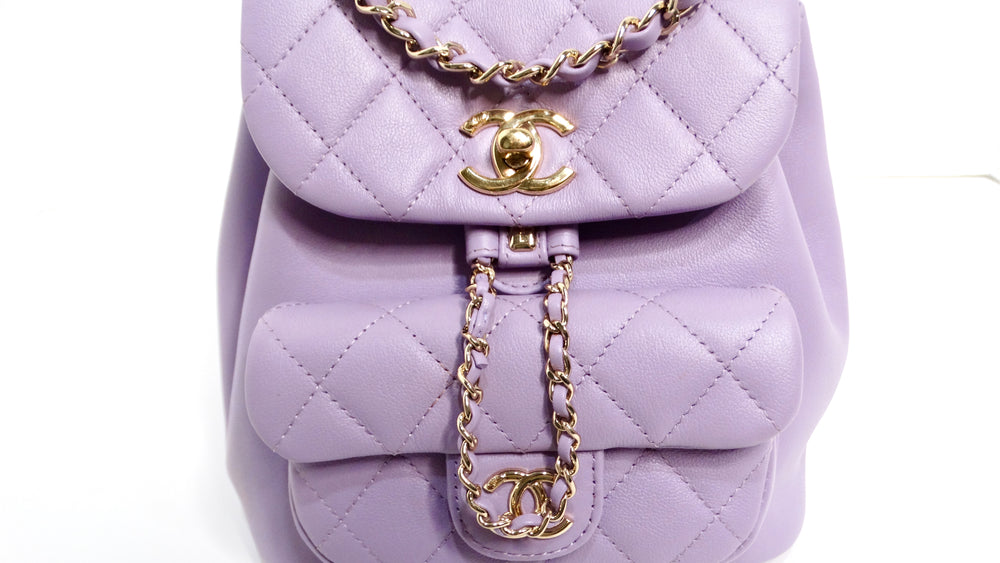 Chanel Purple Quilted Lambskin Duma Backpack With Gold-Tone Hardware