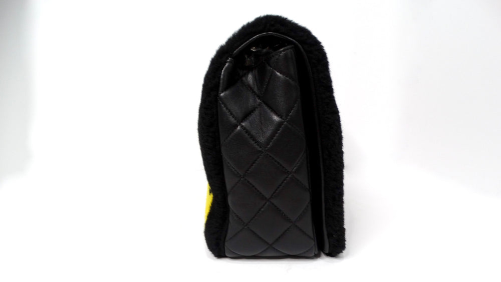 2014 Chanel Runway No. 5 Comic Shearling Lambskin Shoulder Flap Bag