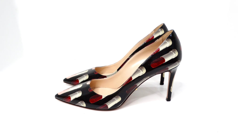 Prada Lipstick Print Patent Leather Pumps