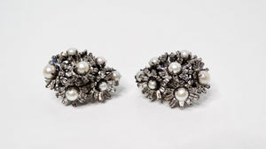 Iradj Moini Multi Flower Pearl & Swarovski Crystal Clip-On Earrings