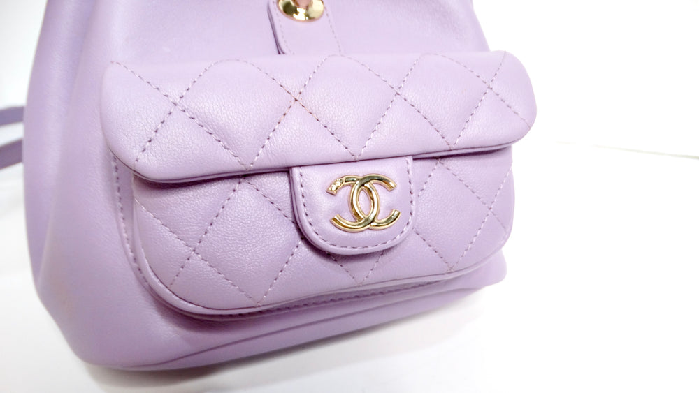 Chanel Purple Quilted Lambskin Duma Backpack With Gold-Tone Hardware