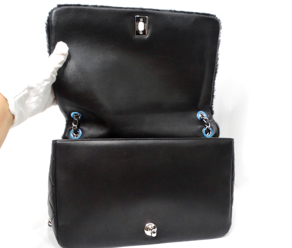 2014 Chanel Runway No. 5 Comic Shearling Lambskin Shoulder Flap Bag