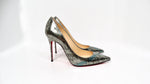 Christian Louboutin Paris Map Metallic Patent Leather Decolette Stiletto Pumps