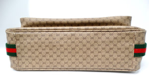 1980s Gucci Monogram Coated Canvas Leather Shoulder Bag