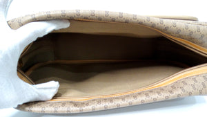 1980s Gucci Monogram Coated Canvas Leather Shoulder Bag