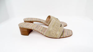 Christian Dior Dway Gold-Tone Metallic Embroidered Heeled Slides