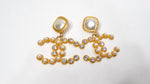 Chanel Inspired 1990s Large Interlocking CC Costume Clip-On Earrings