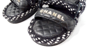 Chanel 2022 Cord Lambskin Quilted Logo Sandals