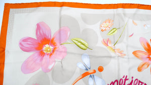 Vintage Patek Philippe "Les Metiers D'art" Silk Painted Flowers Print Scarf