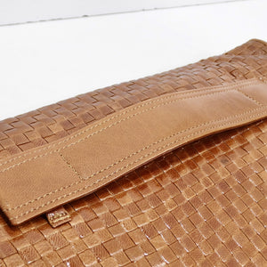 Fendi Brown Leather Woven Clutch