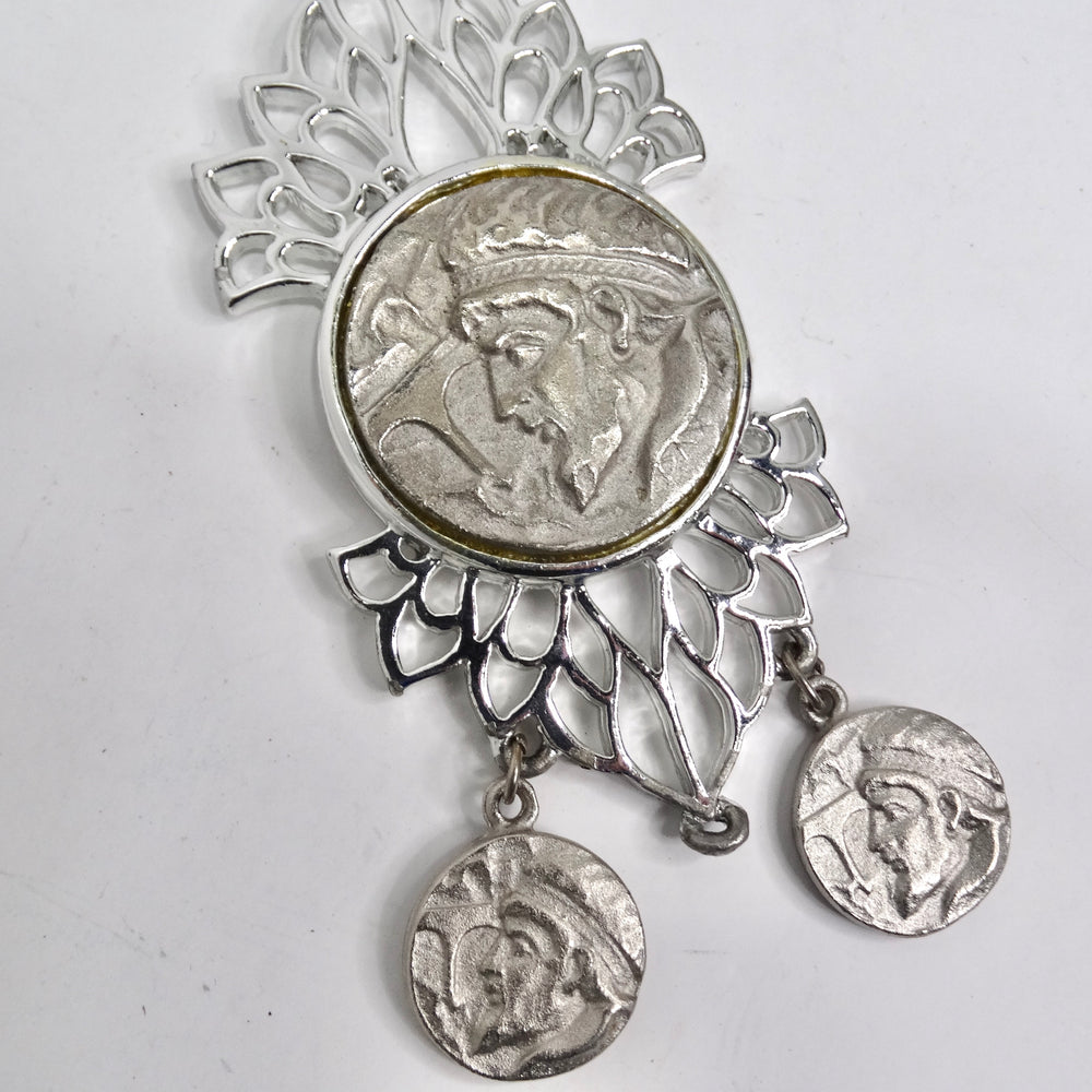 Silver Plated Roman Coin Medallion Pendant Necklace