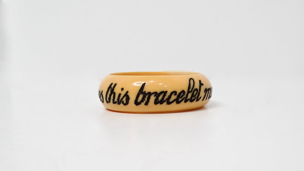 Y2K JKC "Does This Bracelet Make Me Look Fat?" Yellow Resin Bangle