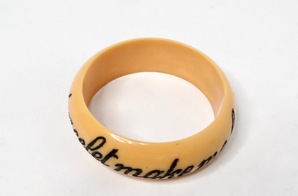 Y2K JKC "Does This Bracelet Make Me Look Fat?" Yellow Resin Bangle