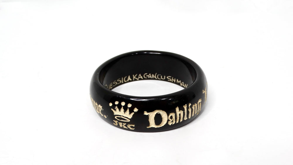 Y2K JKC "Darling I Love You, But Give Me Park Avenue " Black Resin Bangle