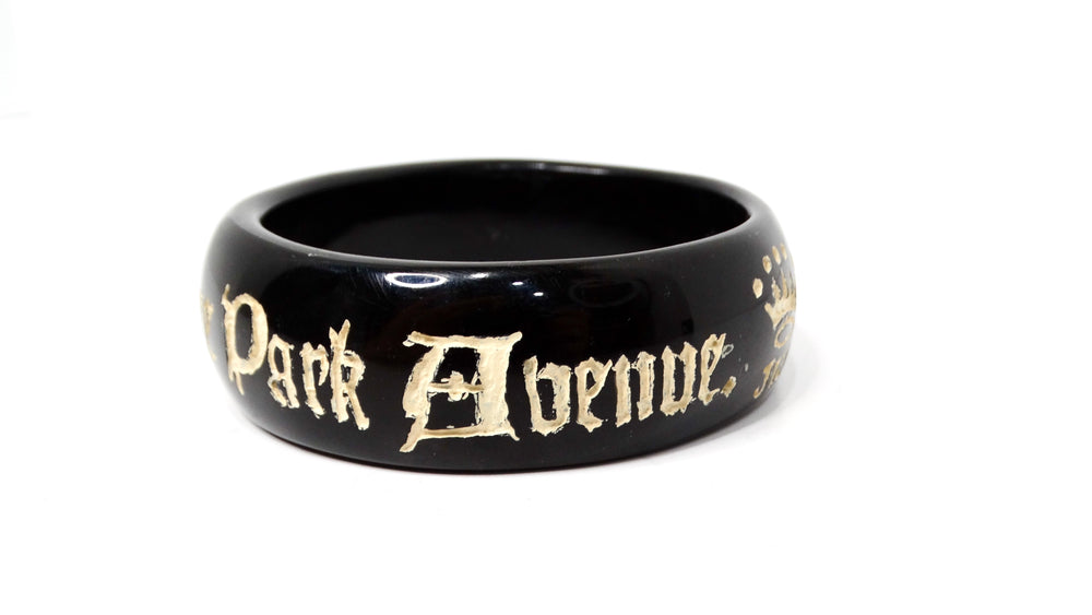 Y2K JKC "Darling I Love You, But Give Me Park Avenue " Black Resin Bangle