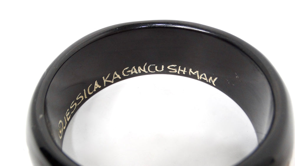 Y2K JKC "Darling I Love You, But Give Me Park Avenue " Black Resin Bangle