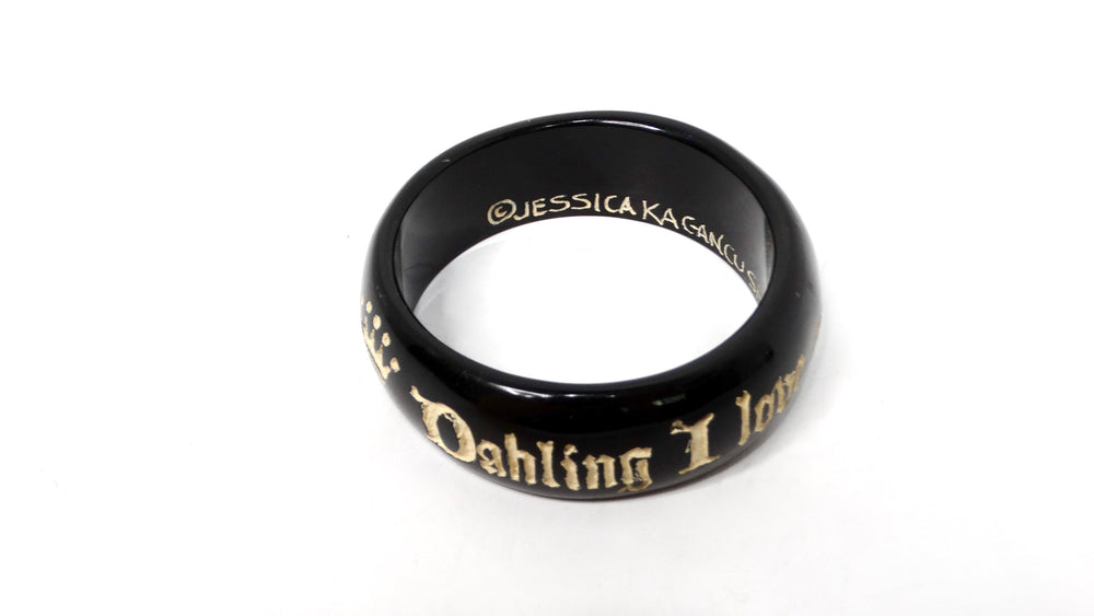 Y2K JKC "Darling I Love You, But Give Me Park Avenue " Black Resin Bangle