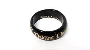 Y2K JKC "Darling I Love You, But Give Me Park Avenue " Black Resin Bangle