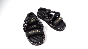 Chanel 2022 Cord Lambskin Quilted Logo Sandals